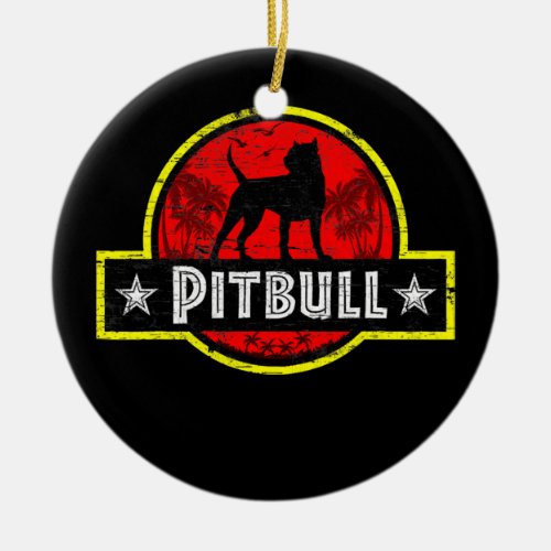 Retro Pitbull Dad Vintage Dog Father Mother Pet Ceramic Ornament