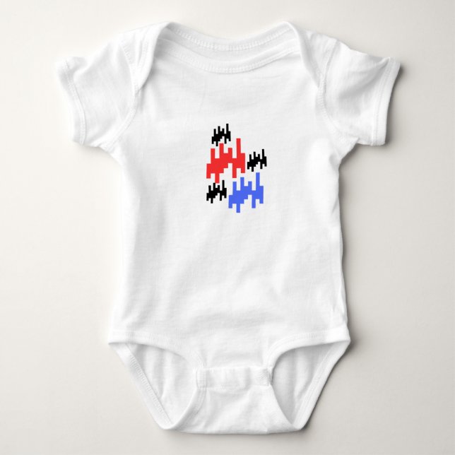 Retro Pixel Alien Baby Bodysuit;Cute Arcade Style Bodysuit (Front)