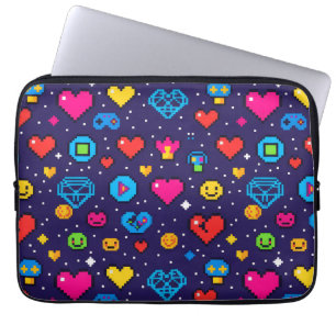 Retro Pixel Art Gaming Padded Laptop Sleeve