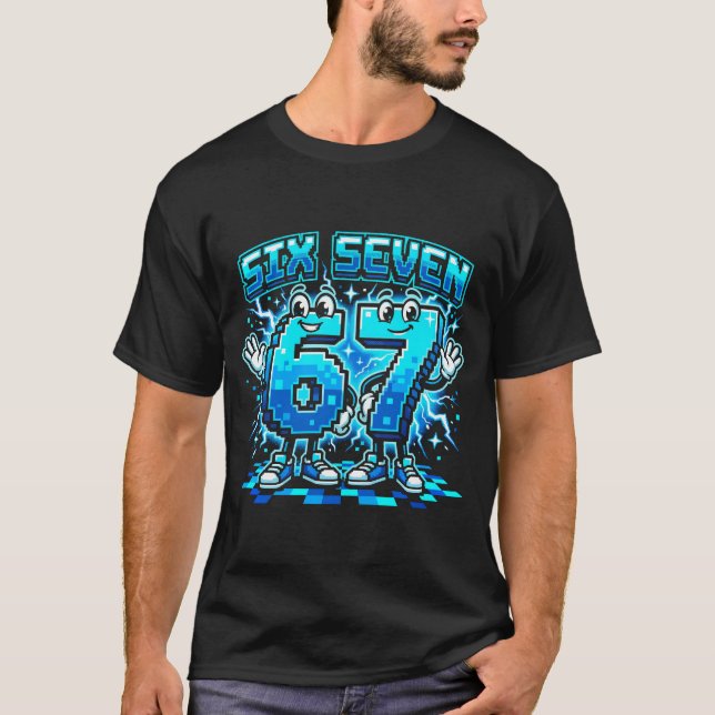 Retro Pixel Art Number 67 Shirt - 8-Bit Gaming Gra (Front)