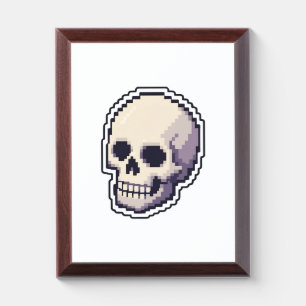 Retro Pixel Art Skull Aesthetic Framed Wall Art Award Plaque