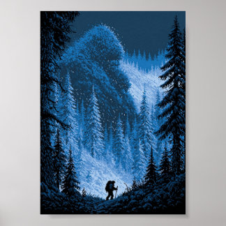 Retro Pixel Art Traveler Journeying Through  Poster