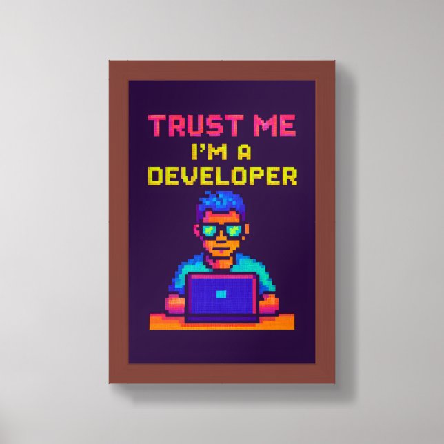 Retro Pixel Developer Neon Art Framed Art (Framed Front)