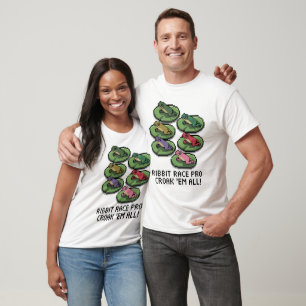 Retro Pixel Frogs on Lily Pads Colorful Amphibians T-Shirt