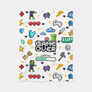 Retro Pixel Gamer Thrown Blanket, Gift for Gamers