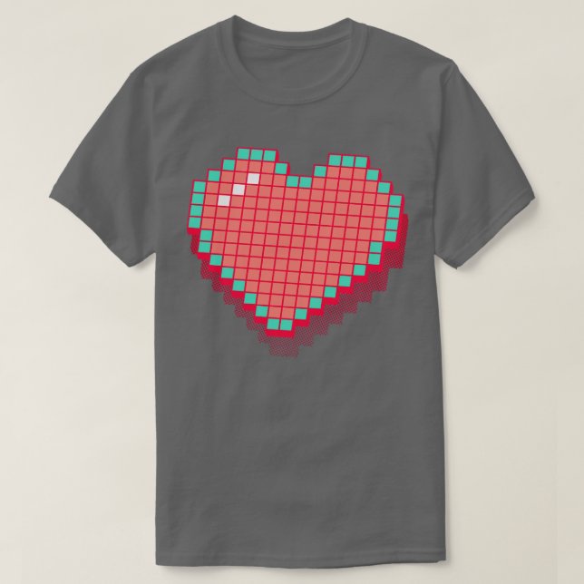 Retro Pixel Heart Pink 3D RxTp T-Shirt (Design Front)