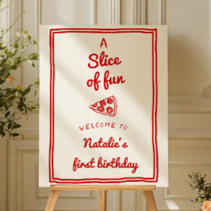 Retro Pizza 1st Hand Drawn Slice Of Fun Birthday Foam Board