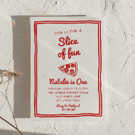 Retro Pizza 1st Hand Drawn Slice Of Fun Birthday Invitation