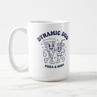 Retro Pizza and Soda "Dynamic Duo" Mascot  Vintage Coffee Mug