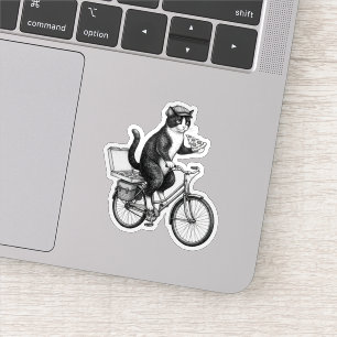 Retro Pizza Delivery Cat  Sticker