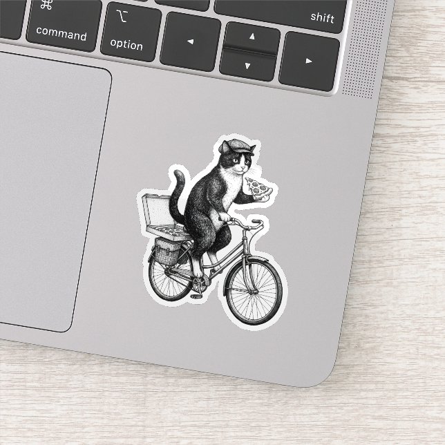 Retro Pizza Delivery Cat  Sticker (Detail)