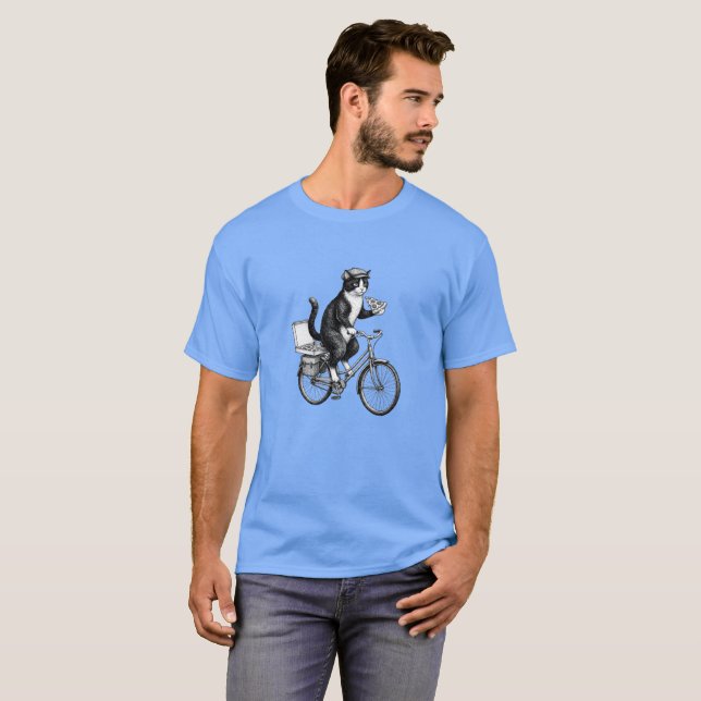 Retro Pizza Delivery Cat  T-Shirt (Front Full)