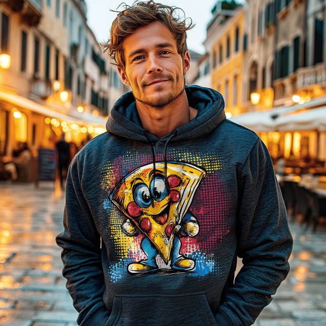 Retro Pizza Mascot – Funny Halftone Comic Design Hoodie (Creator Uploaded)