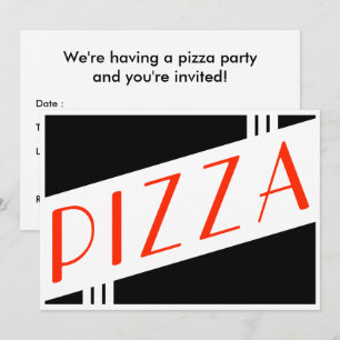 retro pizza party invitation