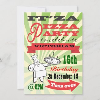 Retro Pizza Party Invitation