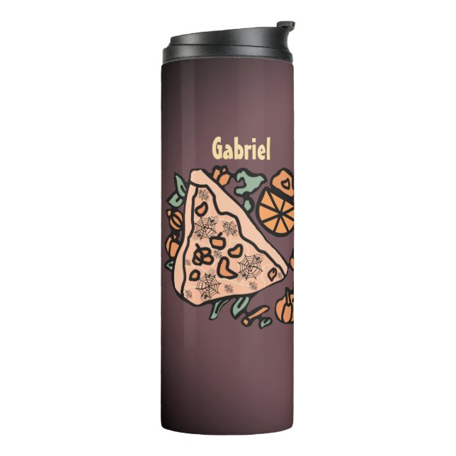 Retro Pizza with a Pumpkin Twist Thermal Tumbler (Rotated Left)