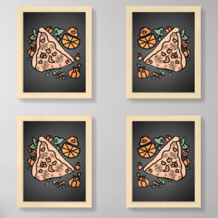 Retro Pizza with a Pumpkin Twist Wall Art Sets