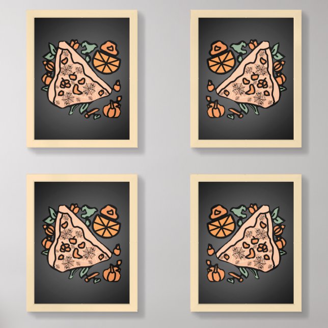 Retro Pizza with a Pumpkin Twist Wall Art Sets (Front)