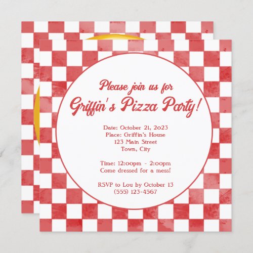 Retro Pizzeria Pizza Party Italian Birthday Party Invitation