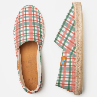 Retro Plaid 1950s Mid-Century Modern Pink Teal Espadrilles