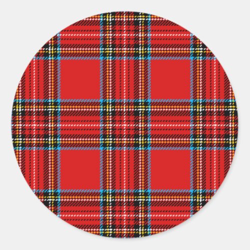 Retro Plaid Classic Round Sticker