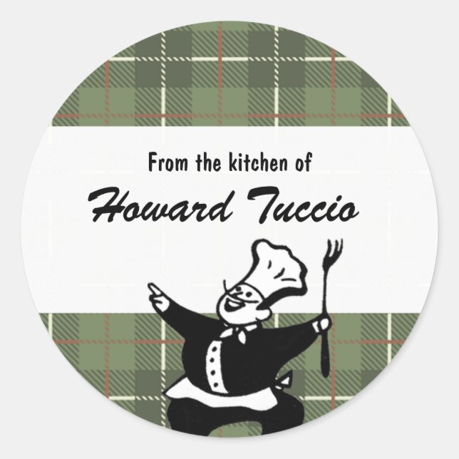 Retro Plaid "From the Kitchen" Sticker (Front)