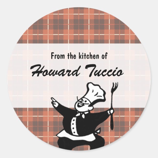 Retro Plaid "From the Kitchen" Sticker (Front)