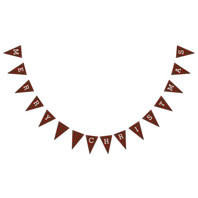 Retro Plaid Merry Christmas Bunting Flags (All)