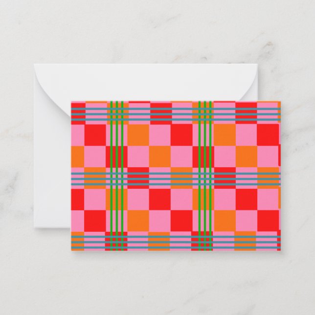 Retro Plaid  Note Card (Front)