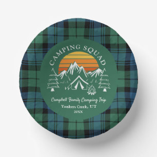 Retro Plaid Tartan Family Camping Squad Campbell Paper Bowls