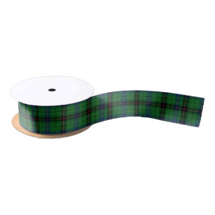 Retro Plaid Tartan Green Davidson Satin Ribbon