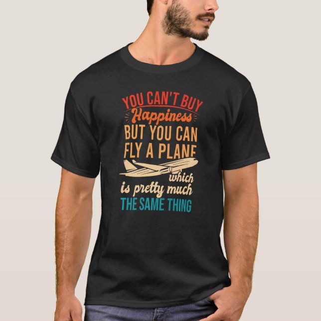 Retro Plane Flying Commercial Pilot Quote  Airline T-Shirt (Front)