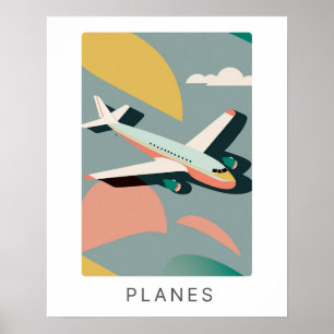 Retro plane print in pastel   Transportation 2