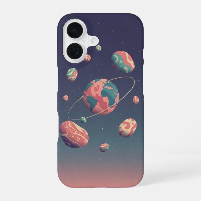 Retro Planet and Orbital Rocks iPhone Case (Back)