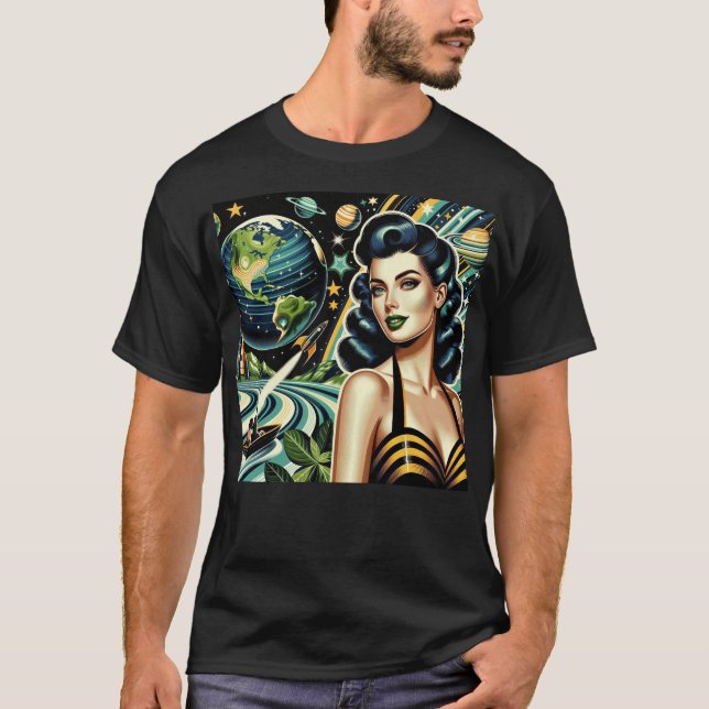 Retro Planet Pin-Up  T-Shirt (Front)