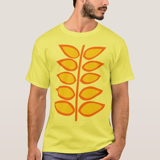 Retro Plant - Amber and Orange T-Shirt (Front)