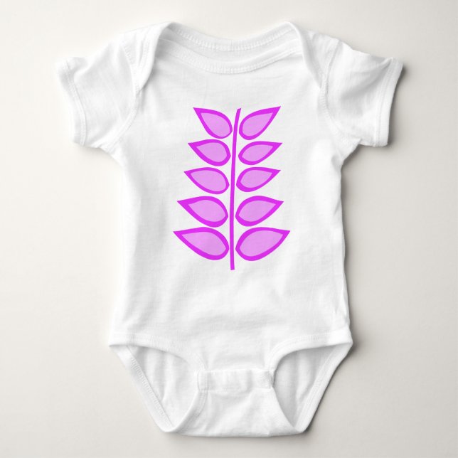 Retro Plant Shades of Magenta Pink Baby Bodysuit (Front)