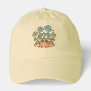 Retro Plants Mom Cool Monstera Plant Illustration Hat