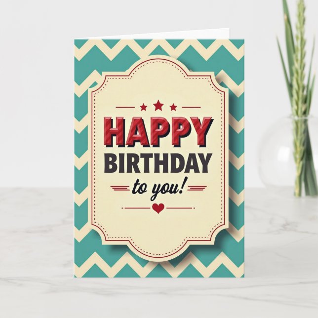 Retro Plaque Birthday Card (Front)