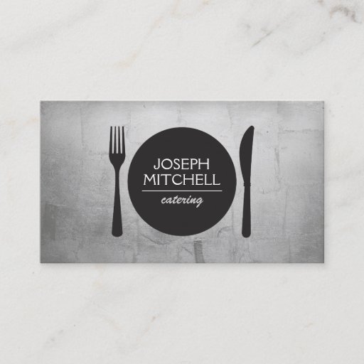 Customizable Retro Plate Logo for Chefs, Catering, Restaurants Business Card