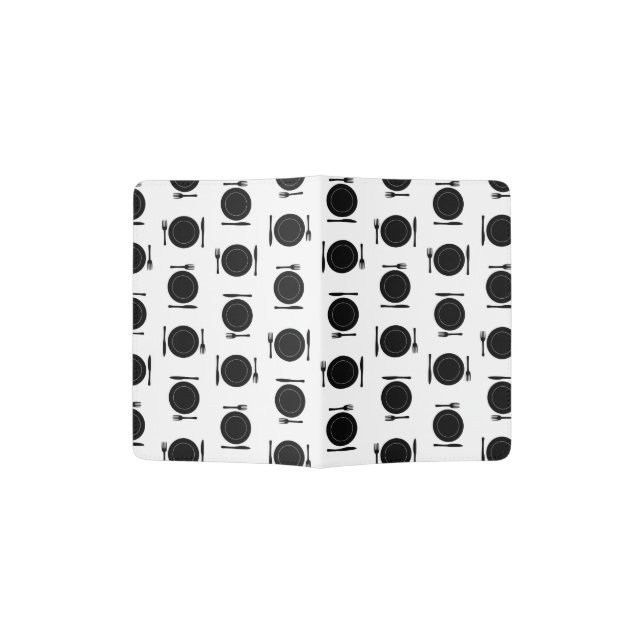 Retro Plate Setting with Silverware Art Pattern Passport Holder (Opened)