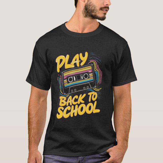Retro Play Back to School Cassette Tape Design T-Shirt (Front)