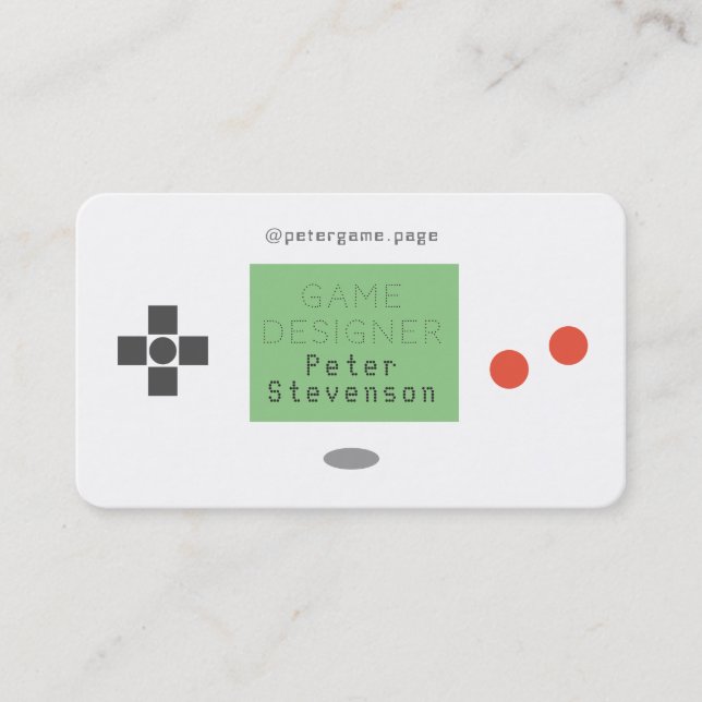 Retro play style faux game pad look white business card (Front)