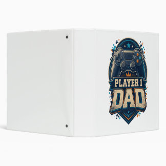 Retro Player 1 Dad Gamer 3 Ring Binder