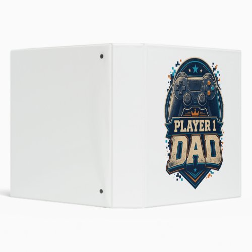 Retro Player 1 Dad Gamer 3 Ring Binder