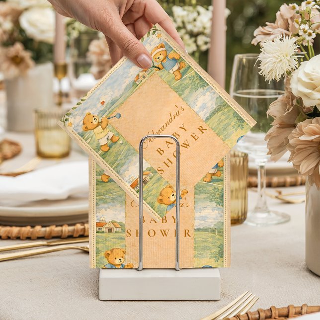 Retro Playground Teddy Bears Baby Shower Napkins (Creator Uploaded)