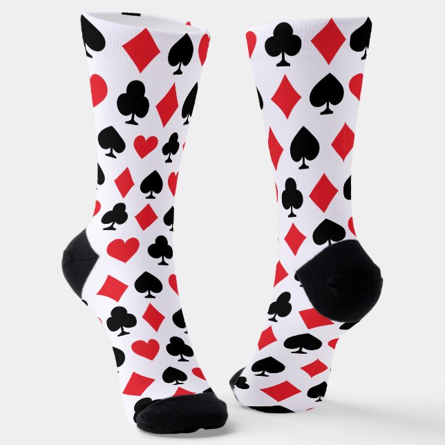 Retro Playing Card Symbols Pattern Socks (Angled)