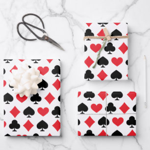 Retro Playing Card Symbols Pattern Wrapping Paper Sheets