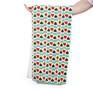 Retro Playing Cards Quartet Aqua Bath Towel Set