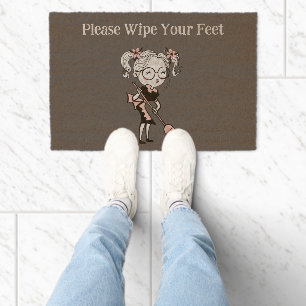 Retro Please Wipe Your Feet Fiber Doormat